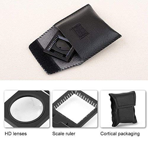 10X 28mm Mini Three-Folding 10X Magnifier,Zinc Alloy Magnifier Magnifying Glass with Scale,for Textile Optical Jewelry Tool (5Pcs)