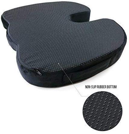 Upgraded-SnugPad Memory Foam Seat Cushion, for Sciatica, Back, Hip, and Tailbone Pain Relief, Firm Comfortable, Support for Office Chair, Wheelchair,Car. Nonslip Orthopedic Memory Foam Coccyx Cushion 1 Seat cushion Black