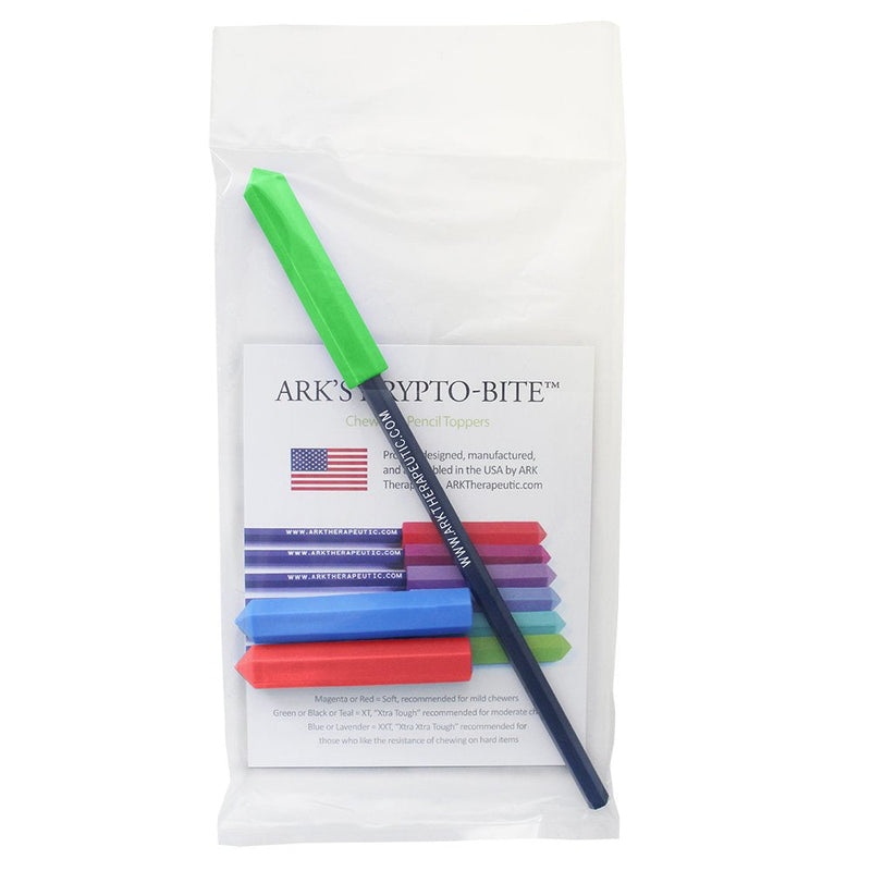 ARK's Krypto-Bite Pencil Topper Chewable Tubes - Made in The USA (Combo - 1 of Each Toughness, Red/Green/Blue)