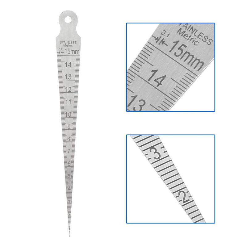 0-15mm 1pcs Stainless Steel Taper Feeler Gauge Ruler Hole Inspection Wedge Welding Rulers Hole Gap Measuring Tool