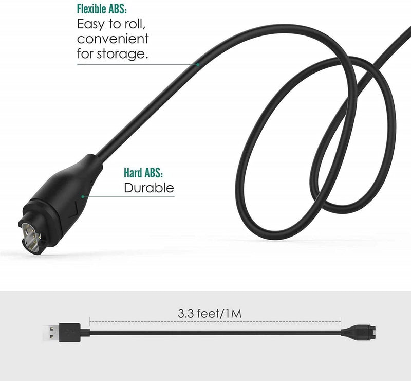 Garmin Fenix 5/5S/5X/Plus/6/6S/6X/Pro Charger, Ankky Replacement USB Data Sync Charging Cable Wire 3.3ft for Garmin Fenix 5/5S/5X/Forerunner 935/Quatix 5/Quatix 5 Sapphire/Vivoactive 3 Watch, Black