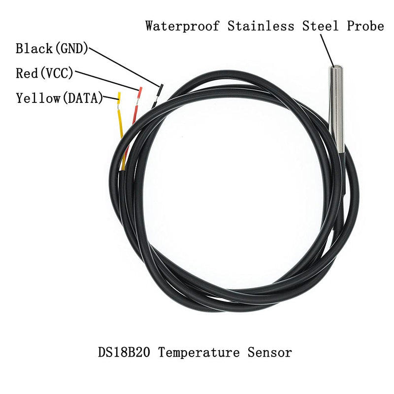 2 Pack DS18B20 Temperature Sensor Module Kit with Waterproof Stainless Steel Probe, TO-92 for Arduino and Raspberry Pi