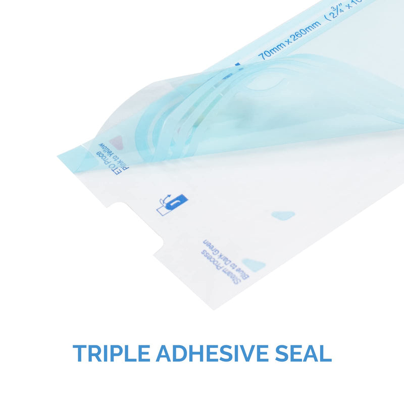 JMU 2-3/4"X10" Self Sealing Sterilization Pouches,Pack of 200,Autoclave Sterilizer Bags Dual Indicator for Dental Medical Instrument Cleaning Tools 2.75" x 10"