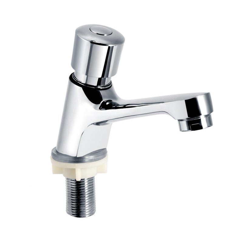 Basin Faucet Public Kitchen Bathroom Chrome Sink Tap Plated Self Closing Water Saving Time Delay