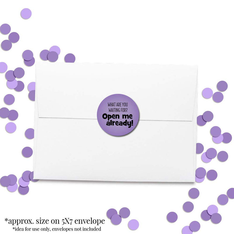 Open Me Already! Thank You Customer Appreciation Sticker Labels for Small Businesses, 60 1.5" Circle Stickers by AmandaCreation, Great for Envelopes, Postcards, Direct Mail, & More!