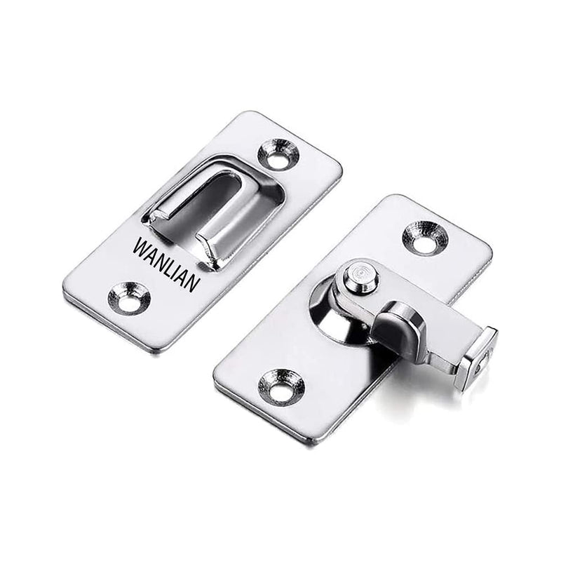 Door Hasp Latch 90 Degree, Stainless Steel Safety Angle Locking Latch for Push/Sliding/Barn Door, Satin Nickel MK2 1pcs small
