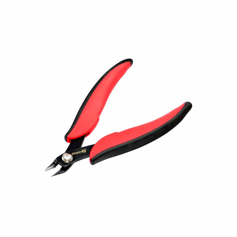 Simply45 5" Premium Flush Cutter Tool with - Includes Angled Jaw for Precision, Cushioned Grip - Shear Wire Up To 18AWG - S45-801