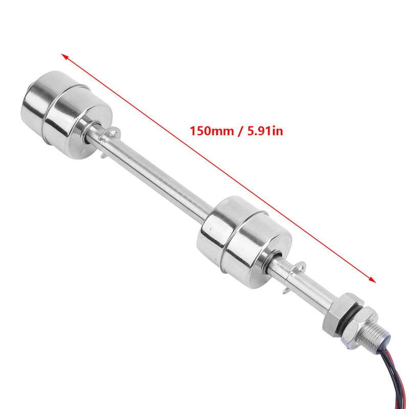 Water Level Sensor, 12V Ball Float Switch Double Ball Stainless Steel Level Sensor Float Switch for Water Tank, Pool and Aquarium (Floating Body 250mm)(Floating Body 150mm)