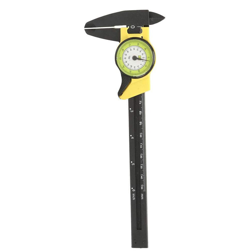 Dial Vernier Caliper, 0.01mm Accuracy Plastic Fast Precise Measurement Tool for Biomedical Industry, 0-150mm(Yellow)
