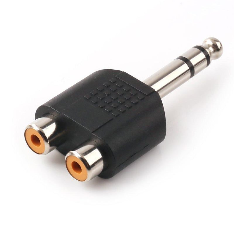 NANYI 1/4 Inch 6.35mm Male to 2 RCA Female Audio Heads, 1/4 Inch 6.35mm M One-Two RCA F Stereo Interconnect Audio Adapter, 2Pack(6.35mm M-2xRCA F-TRS) 6.35mm M-2xRCA F-TRS