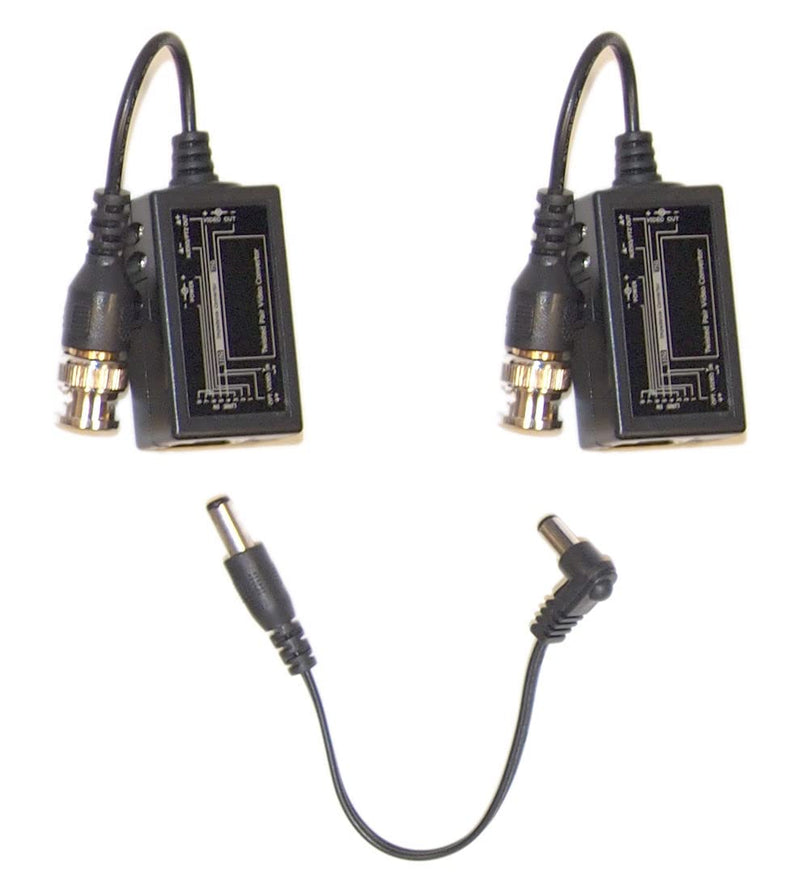 Evertech 4 Pairs (8 pcs) RJ-45 to BNC Converter Video Baluns with Power Connectors for Security CCTV Surveillance Camera