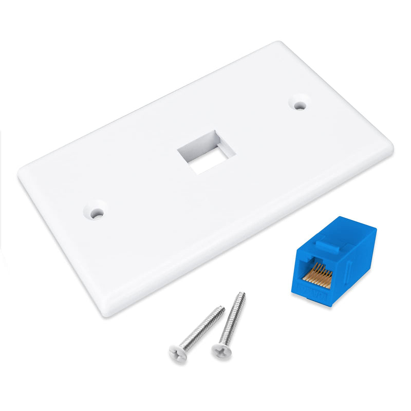 Iwillink (2-Pack) 1-Port Ethernet Wall Plate, Keystone Jack Wall Plate with RJ45 Keystone Inline Coupler insert, Female to Female Cat6 Keystone Jack Wall Plate, Blue 2 Pack