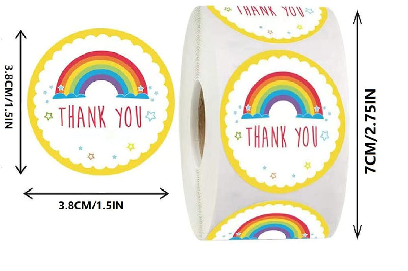 Thank You Stickers Roll 1.5 Inch 500 pcs Stickers | Rainbow Design for Personal & Business Use | Small Business Supplies for Packaging Bags, Envelopes, Gifts, Wrapping Small Objects, Souvenirs.