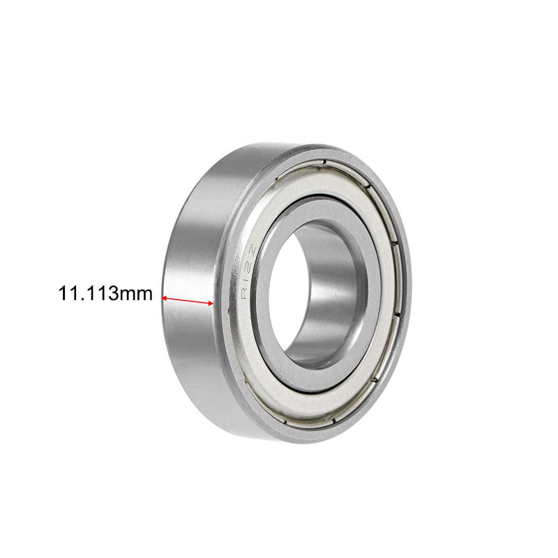 uxcell R12ZZ Deep Groove Ball Bearing 3/4"x1-5/8"x7/16" Double Shielded Chrome Steel Bearings 2-Pack 3/4"x1-5/8"x7/16"