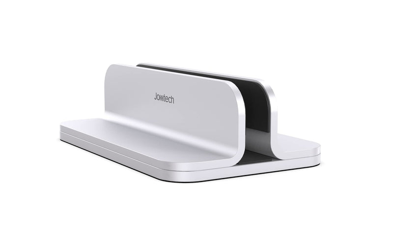 JOKItech Aluminum Laptop Vertical Stand Organizer, Sturdy Laptop Computer Holder Desktop Stand Compatible with New Retina Apple MacBook Pro/Air, Mac Mini, Apple TV and iPad Pro -Silver Silver