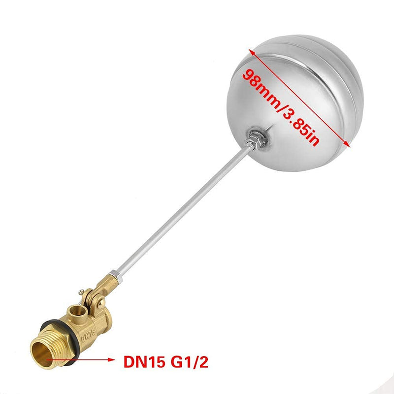 DN15 G1/2 Brass Male Thread Water Sensor Stainless Steel Float Ball Value GS06474 for Magnetic Level Switch Automatic Water Level Control