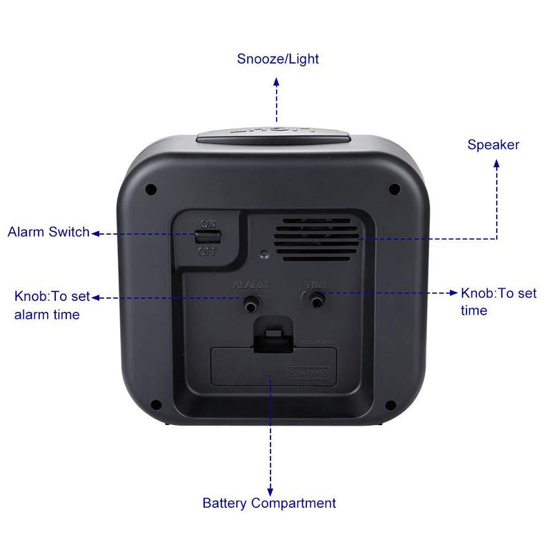 5.5" Silent Analog Alarm Clock Non Ticking, Gentle Wake, Beep Sounds, Increasing Volume, Battery Operated Snooze and Light Functions, Easy Set, Black (Best for Elder)