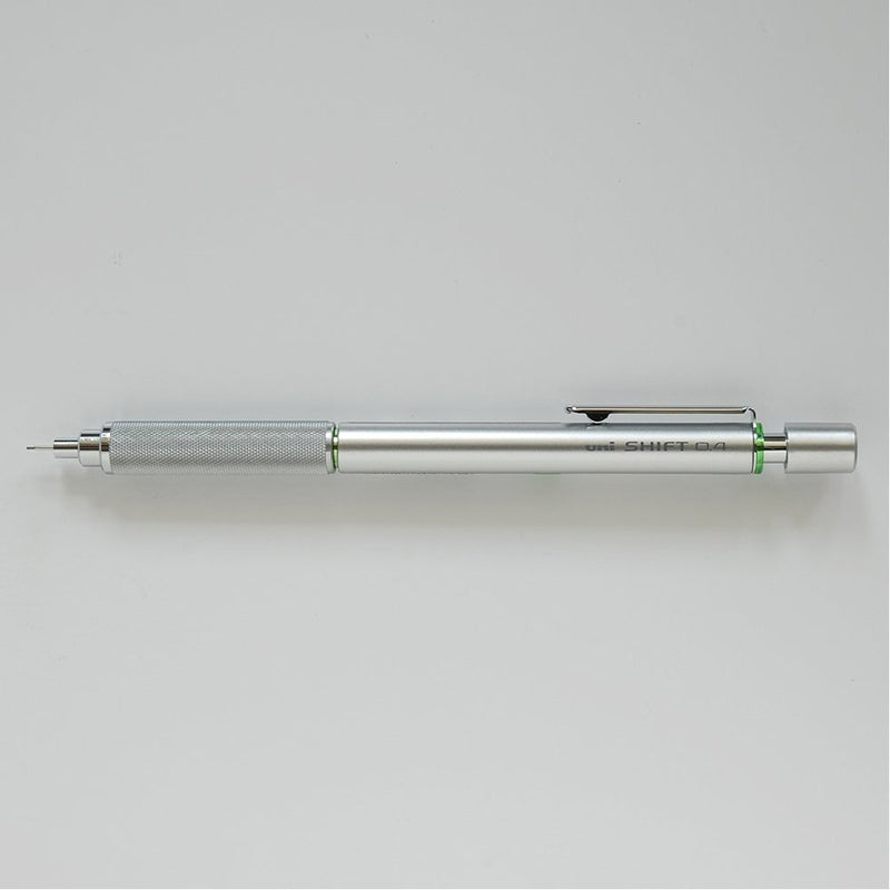 Uni M41010.26 Shift Pipe Lock Drafting 0.4mm Pencil, Silver Body with Green Accent