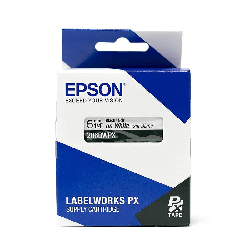 LABELWORKS 206BWPX PET (Polyester) Tape Cartridge - Black on White Standard Industrial Label Maker Tape - 1/4" (6MM) Wide, 30 ft