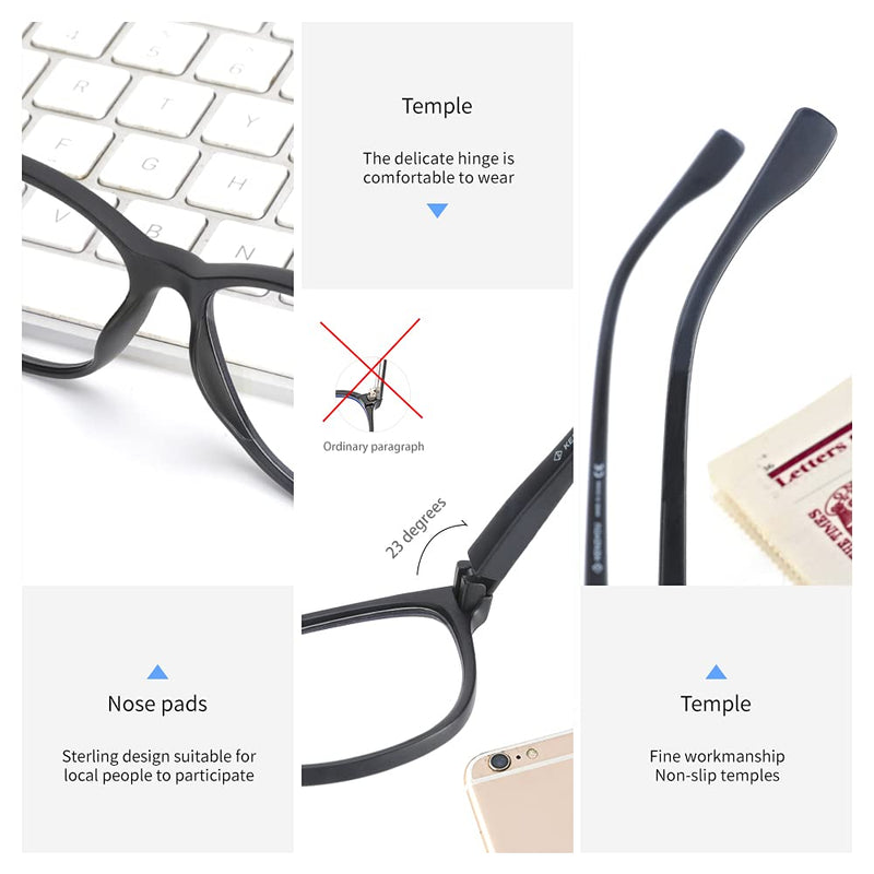 K KENZHOU Blue Light Glasses, Blue Light Blocking Glasses 1 Pack - Computer Glasses Gaming Glasses for UV Light, Anti Glare, Eyestrain for Unisex/Men/Women with Spring Hinges(Matte Black)