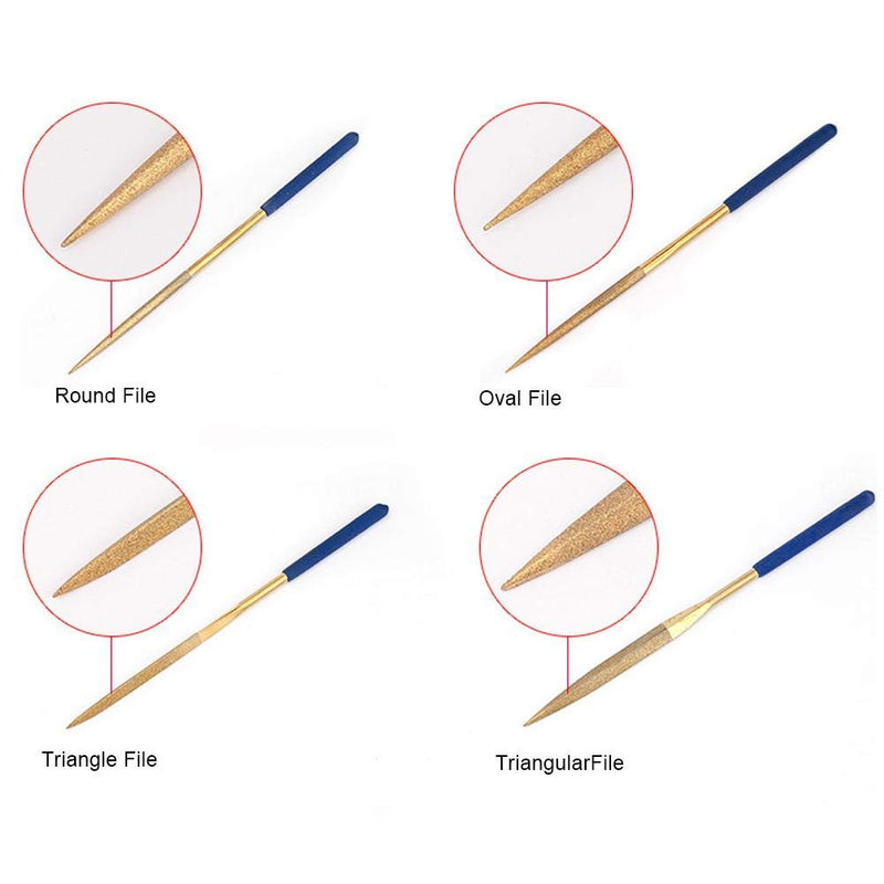 Diamond File,Titanium Coated Diamond Needle File Set 10pcs Titanium Alloy Diamond Files Repair Tool Metal Glass Ceramic Jewelry Carving