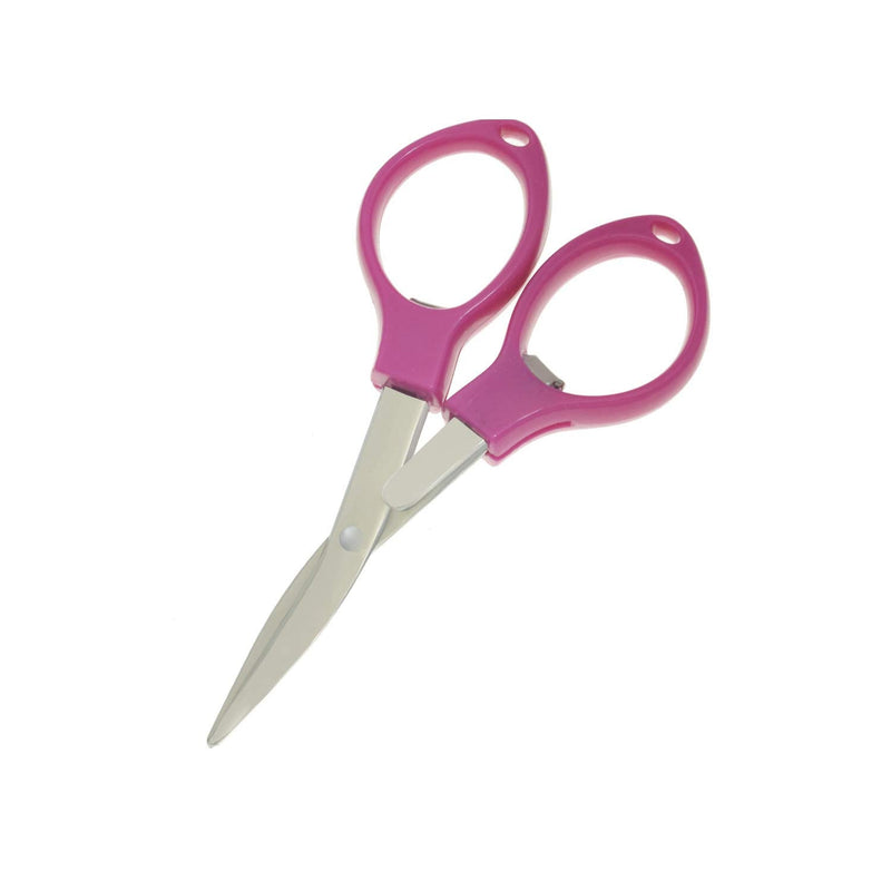 Motanar Pack of 2 Folding Safety Scissors Foldable Pocket Sharp Blade Travel Scissors Cutter - Can Hang on Your Key Chain (Rose) Rose