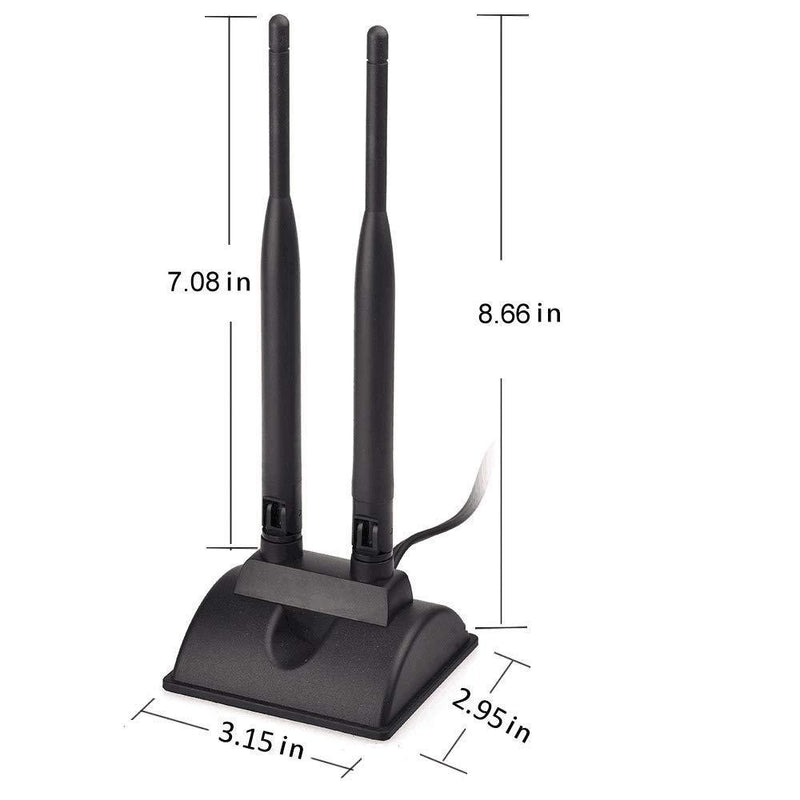 Eightwood Dual WiFi Antenna with RP-SMA Male Connector, 2.4GHz 5GHz Dual Band Antenna Magnetic Base for PCI-E WiFi Network Card USB WiFi Adapter Wireless Router RP-SMA Antenna