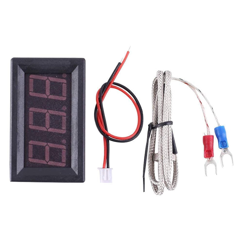 PEMENOL 2 Pcs 12V Red Fahrenheit Digital Temperature Meter, -76F~999F LED Display with Industrial Grade 0.5m K-Type Thermocouple Temperature Sensor M6 1Pc