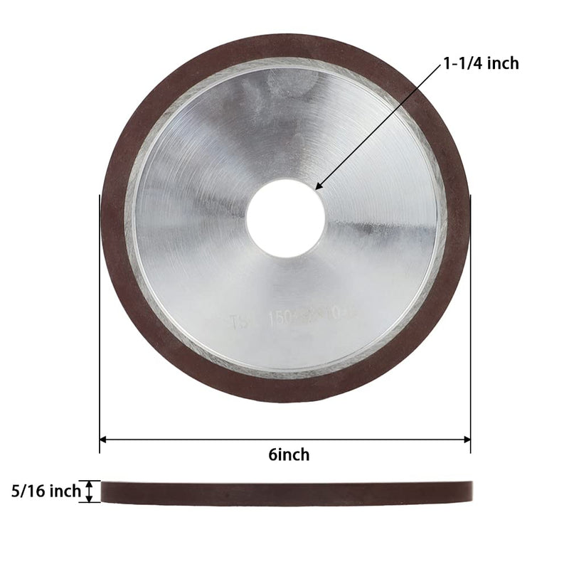 6 Inch 150 Grit Flat Resin Bonded Diamond Grinding Wheel for Carbide Metal,Concentration 75%,Thickness: 8mm,1 Pack
