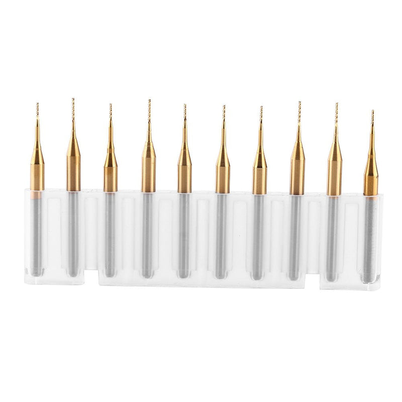 10pcs 3.175mm Shank Titanium Coating Tungsten Carbide End Mill Engraving Drill Bit for Corn Tip Board CNC SMT Rotary Milling Cutter 0.6mm Diameter