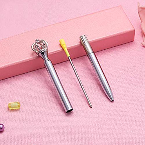 Sherry 4Pcs Gel Ink Roller Ball Pen Ballpoint Pen Crown Crystal Metal Pens Silver Crown-Silver(4Pcs)