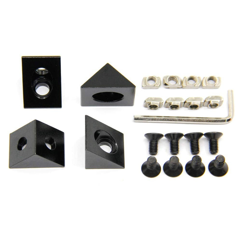 Zeberoxyz 4PCS Black Angle Sharp Corner Bracket Connector with Screws 2020Series for Slot 6mm Aluminum Extrusion Profile Accessories (4pcs Sharp Corner) 4pcs Sharp Corner