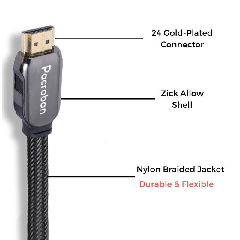 Pacroban 8K HDMI 2.1 Braided Cable (10ft) CL3 Rated Supports 48Gbps Ultra High Speed, 10K 8K 5K 4K at 120Hz, 60Hz Dynamic HDR, Dolby Vision, Dolby Atmos 1 10ft