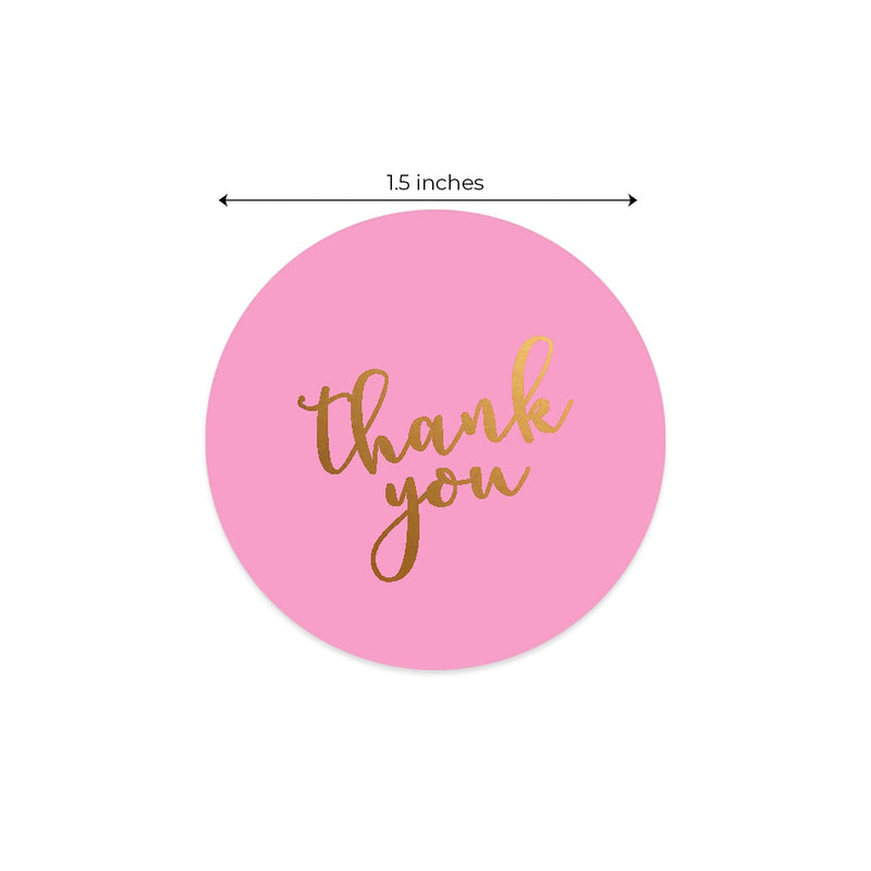 Pink and Gold Foil Thank You Stickers / 1.5" Circle Labels / 1000 per Pack