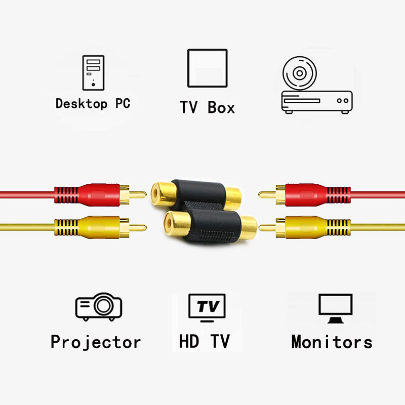 RCA Coupler, 6 Pack RCA Female to RCA Female Adapter Audio Video Cable Extension for Amplifier, Subwoofer