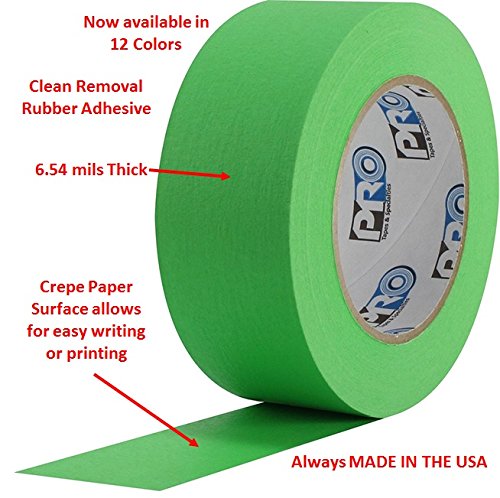 ProTapes Colored Crepe Paper Masking Tape, 60 yds Length x 2" Width, Red (Pack of 1) 2" (Pack of 1)