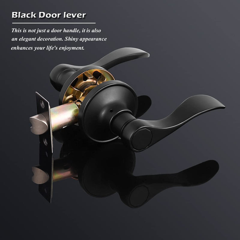 Gobrico Black Door Handles Drop Style Interior Door Knobs Hallway Closet Door Handles Locks Keyless 1Pack 1 Pack