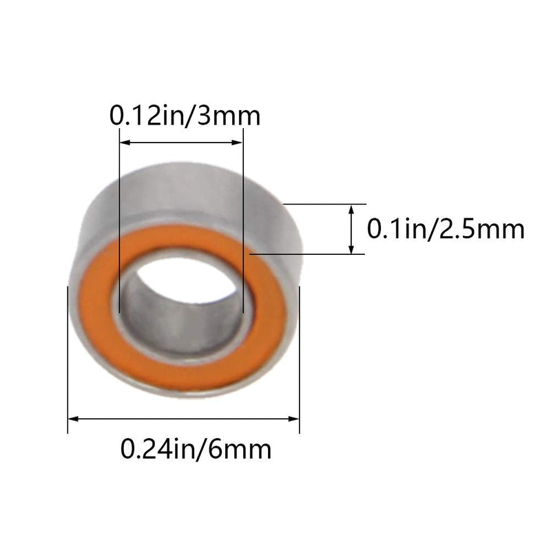 Bettomshin 1Pcs SMR63C-2OS Deep Groove Ball Bearing, 3x6x2.5mm Double Sealed 440C Stainless Steel P0 Deep Groove Rolling Bearings Hybrid Ceramic Ball Bearing