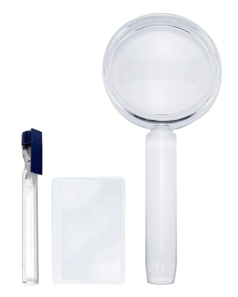 MagDepo Handheld Magnifier 2-in-1 Bar Magnifier Handle Magnifying Glass with 1 Bonus Stick Bar Magnifier with Clip for Reading Books, Inspections, Maps