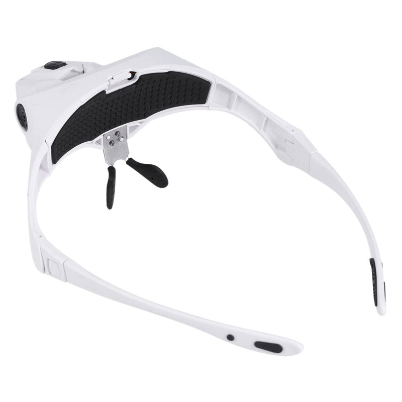 Headband Headset Magnifier, 5 Different Lenses Adjustable Loupe Visor Free Eyeglasses Bracket Interchangeable 2 LED Lights For Eye Lashes Extensions Tool