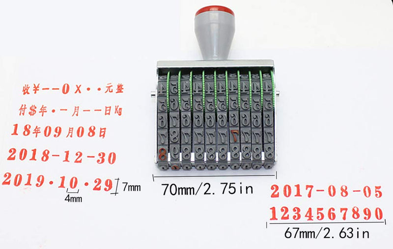 Number Stamp,Rubber Band Wheel Office Supermarket 10 Digit Number Date Printing Stamp Printer Numbering Stamp