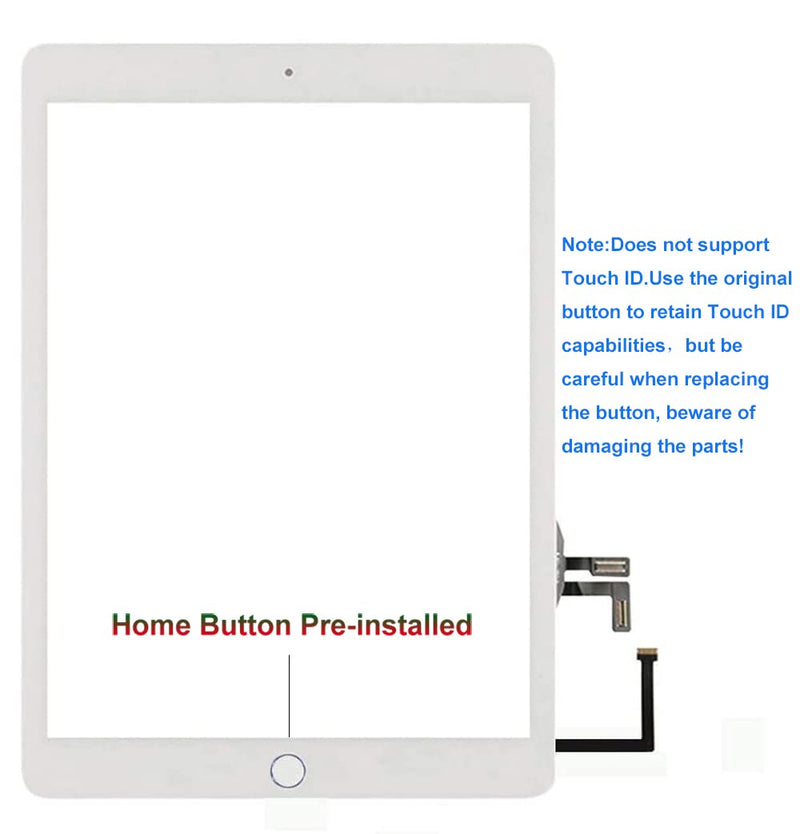 Touch Screen Replacement VDASO for iPad 5 5th Gen Digitizer A1822 A1823 2017 9.7 Inch,Only for iPad 5 5th Generation Digitizer with Home Button,Full Repair Kit (White) White