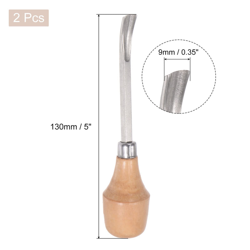 uxcell Wood Chisels, 10mm Chrome Plated 45# Carbon Steel Curved Half-round Tip Carving Woodworking Tool 130mm (5-Inch) Length with Wood Handle, 2pcs