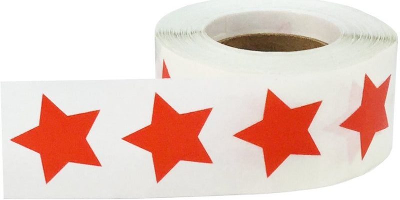 Red Star Shape Stickers 0.75 Inch 500 Adhesive Labels