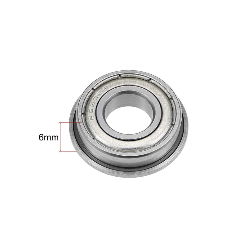 uxcell Flange Ball Bearing 10mm x 22mm x 6mm Shielded Chrome Bearings 5pcs