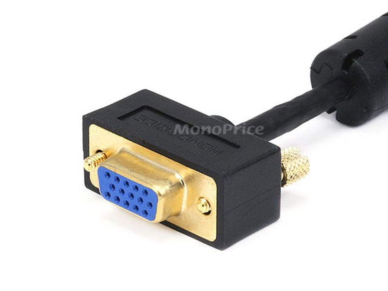 Monoprice Ultra Slim SVGA Super VGA M/F Monitor Cable - 25 Feet with Ferrites | 30/32AWG, Gold Plated Connector