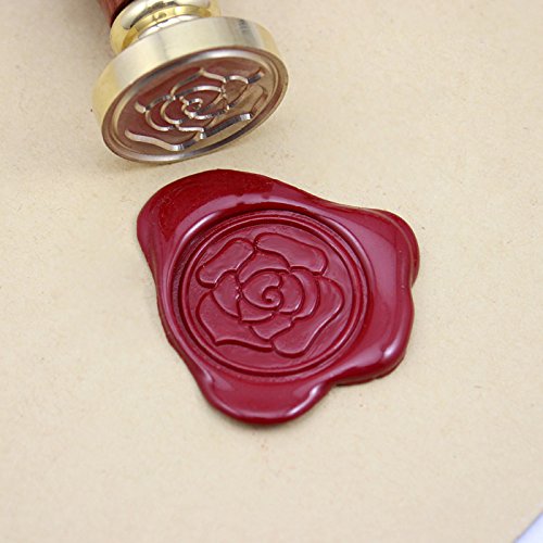 FQL Rose Vintage Rosewood Wax Seal Stamp Set with Gold Red Silver Sticks