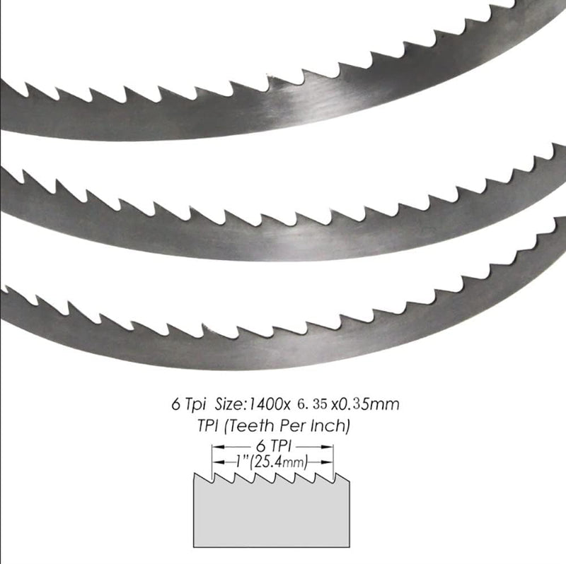 Set of 4 band saw blades, wood band saw blades, saw band 1400 x 6.35 x 0.35 mm 6 ZpZ, suitable for Scheppach band saw HBS30, HBS20, HB800 etc