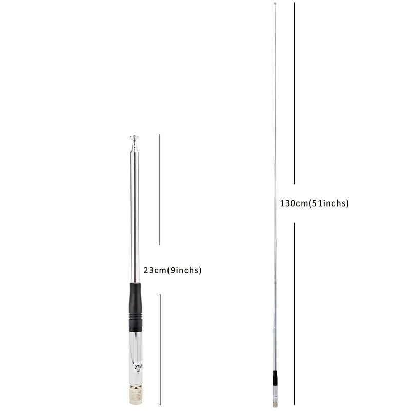 HYS 27Mhz TNC Antenna, Telescopic/Rod 9-Inch to 51-inch HT CB Antenna for President Randy FCC/Randy II FCC Handheld CB Portable Radio