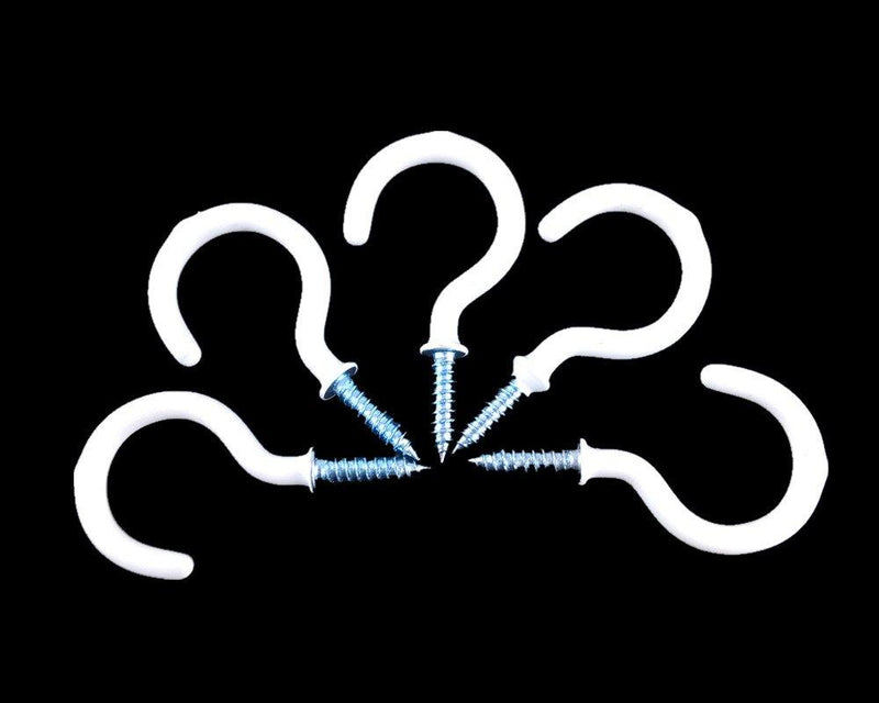 Yueton 50pcs Vinyl Coated Screw-in Ceiling Hooks Cup Hooks (White) White